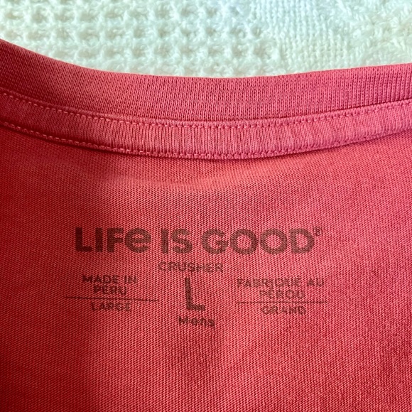 Life is Good Vintage Red Crusher Tee with winking beer can - Picture 6 of 10
